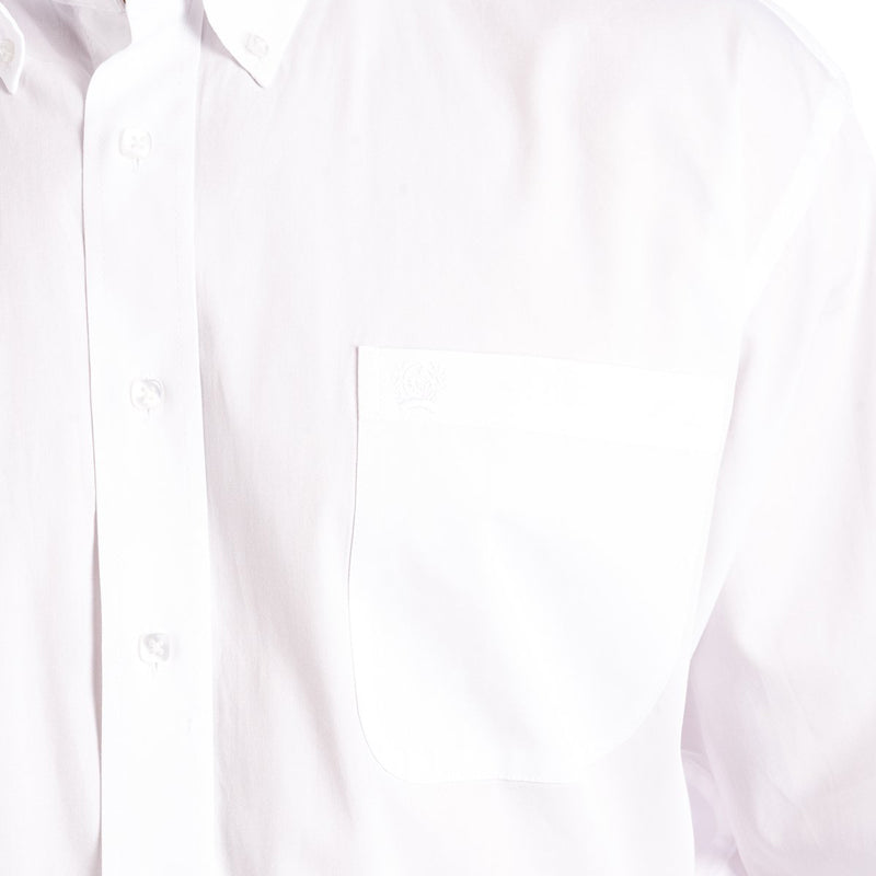 Cinch MT10320020 Men's Long Sleeve Western Shirt  Solid White, Button-Down, Classic Fit, Cotton