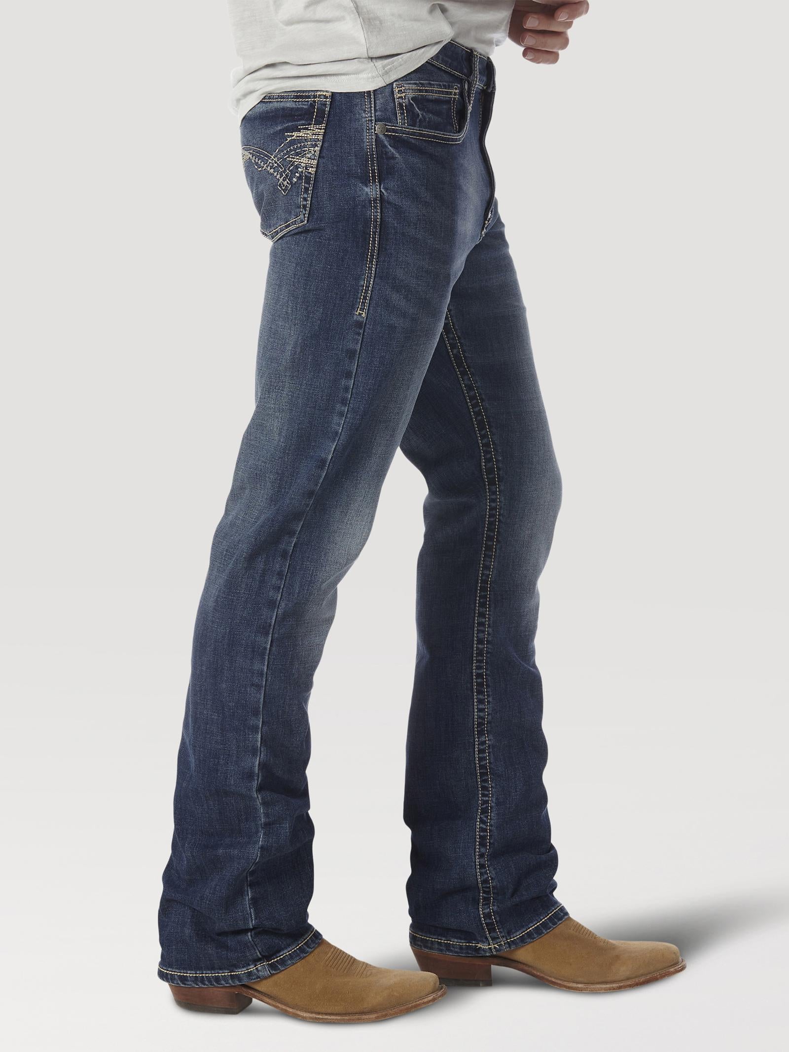Wrangler 20X 42MWXMD Men's Slim Fit Vintage Bootcut Jeans  Low Rise, Midland Wash, Cotton Denim
