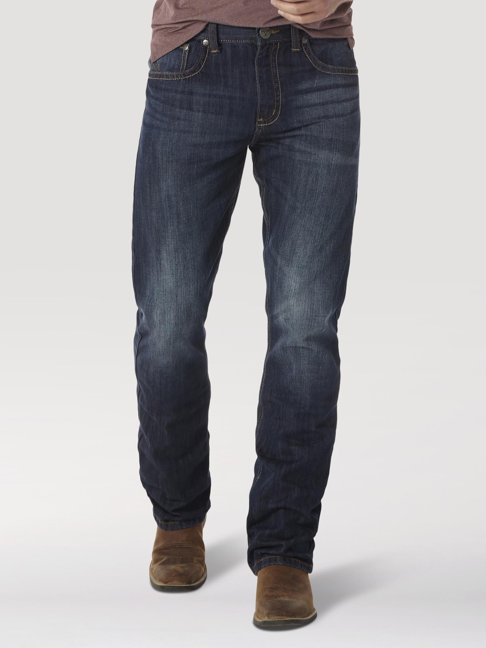 Wrangler 42MWXRD Men's 20X 42 Slim Fit Vintage Bootcut Jeans  River Denim Wash, Low Rise