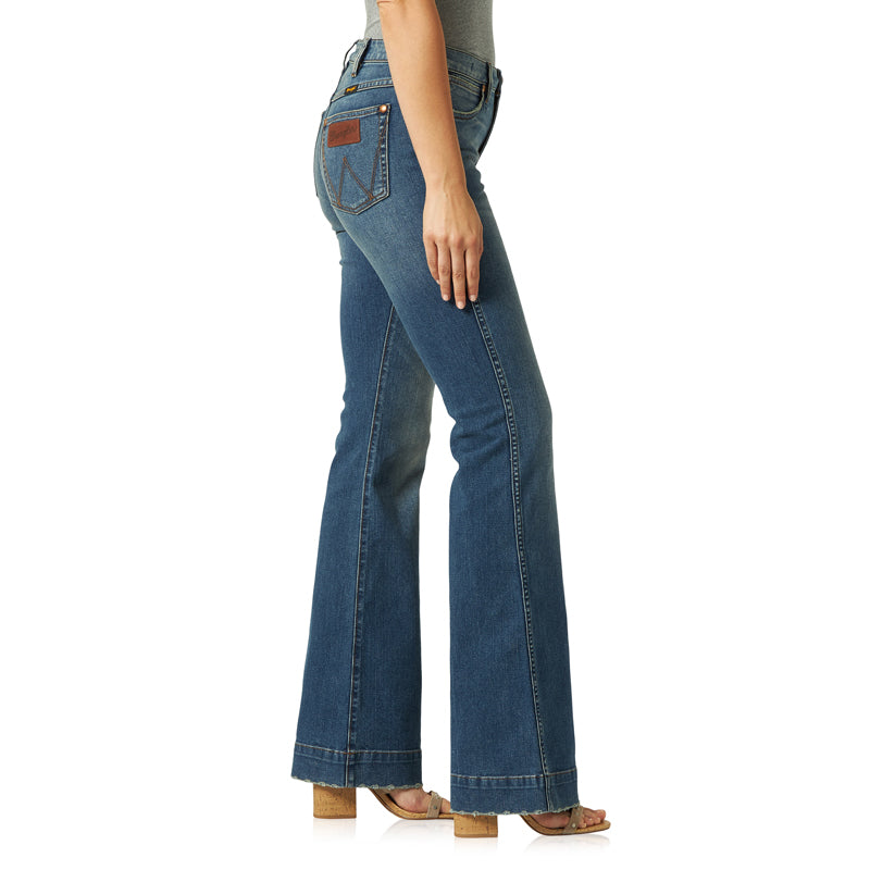 Wrangler 11MPESY Womens Retro Premium Shelby Trouser Jeans  High Rise, Stretch Denim, Dark Wash