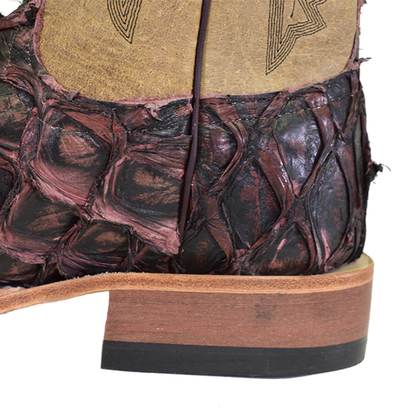Anderson Bean 324111 Men's Cowboy Boots, Black Cherry Big Bass Tan Sinsation, Wide Square Toe