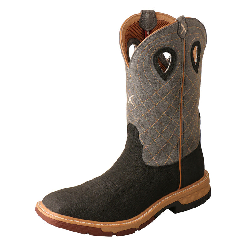 Twisted X MXB0002 Men's Charcoal Grey Western Work Boots - WS Toe, CellStretch, Slip-Resistant