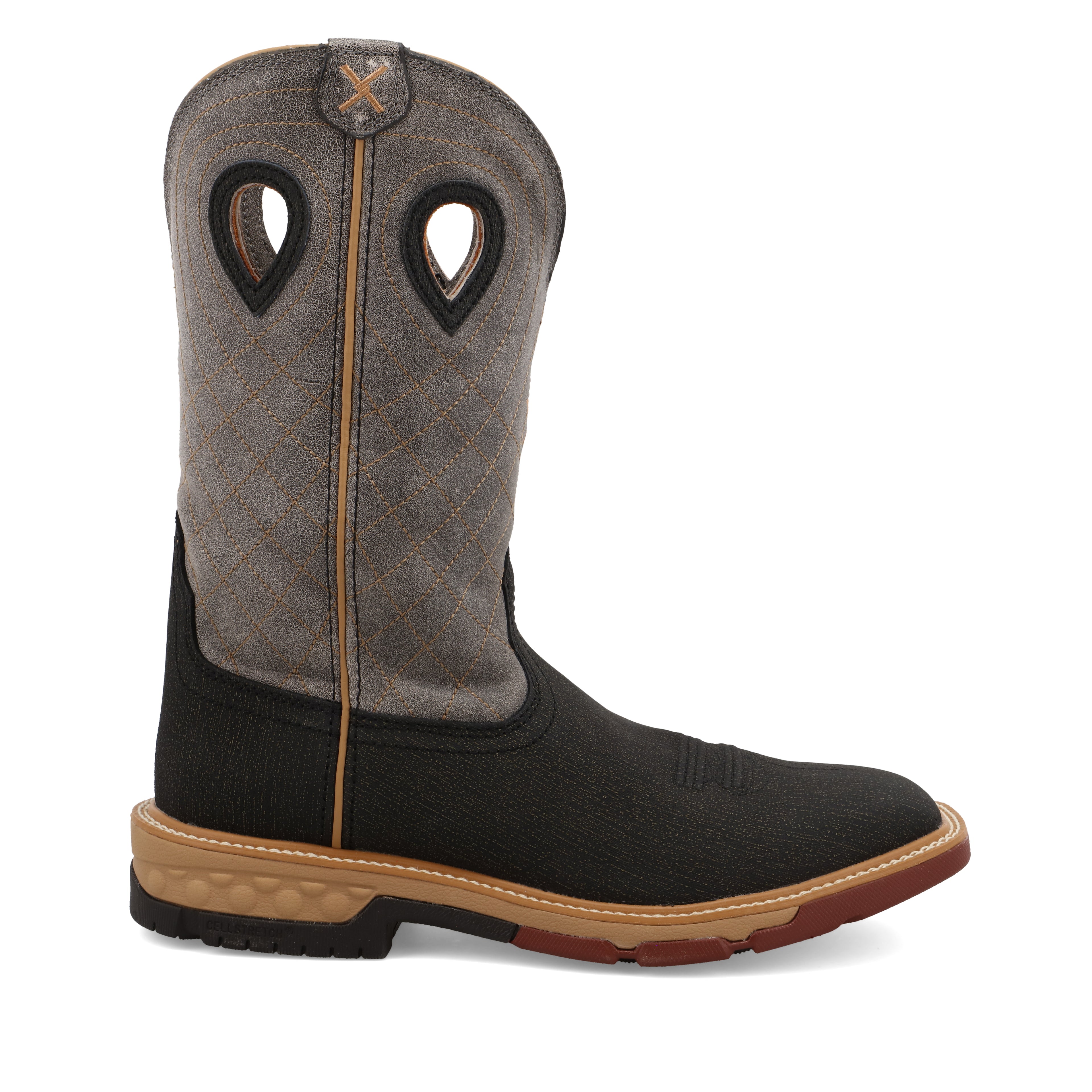 Twisted X MXB0002 Men's Charcoal Grey Western Work Boots - WS Toe, CellStretch, Slip-Resistant