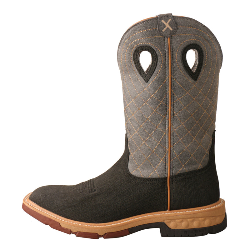 Twisted X MXB0002 Men's Charcoal Grey Western Work Boots - WS Toe, CellStretch, Slip-Resistant