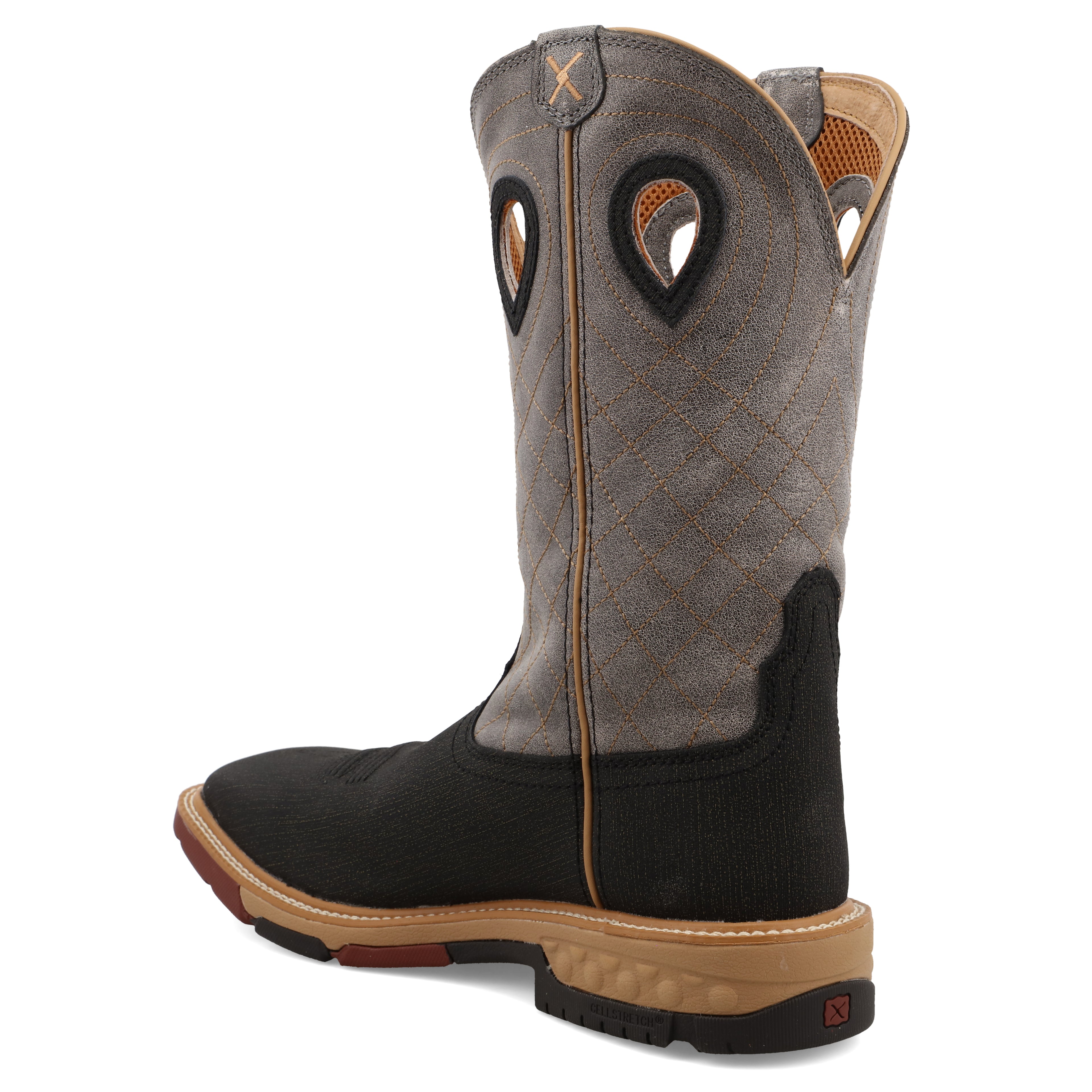 Twisted X MXB0002 Men's Charcoal Grey Western Work Boots - WS Toe, CellStretch, Slip-Resistant