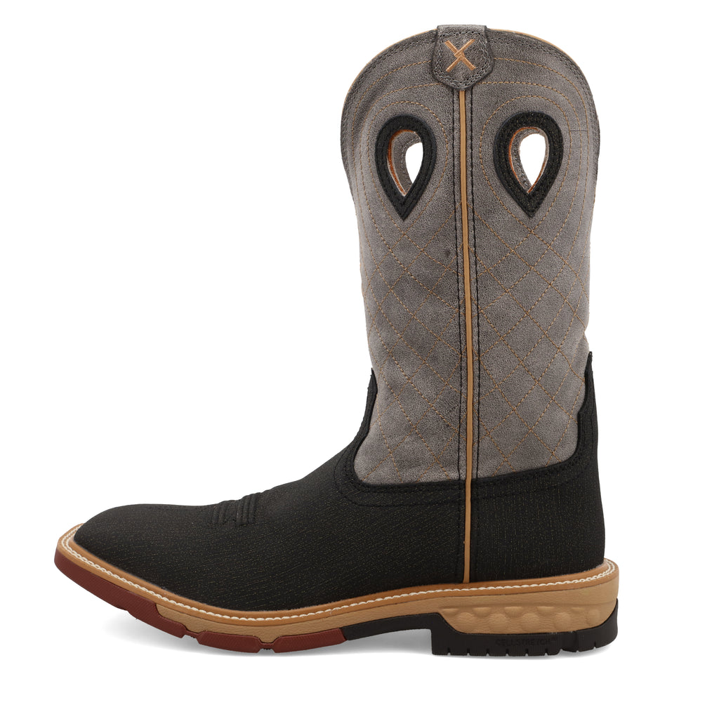 Twisted X MXB0002 Men's Charcoal Grey Western Work Boots - WS Toe, CellStretch, Slip-Resistant