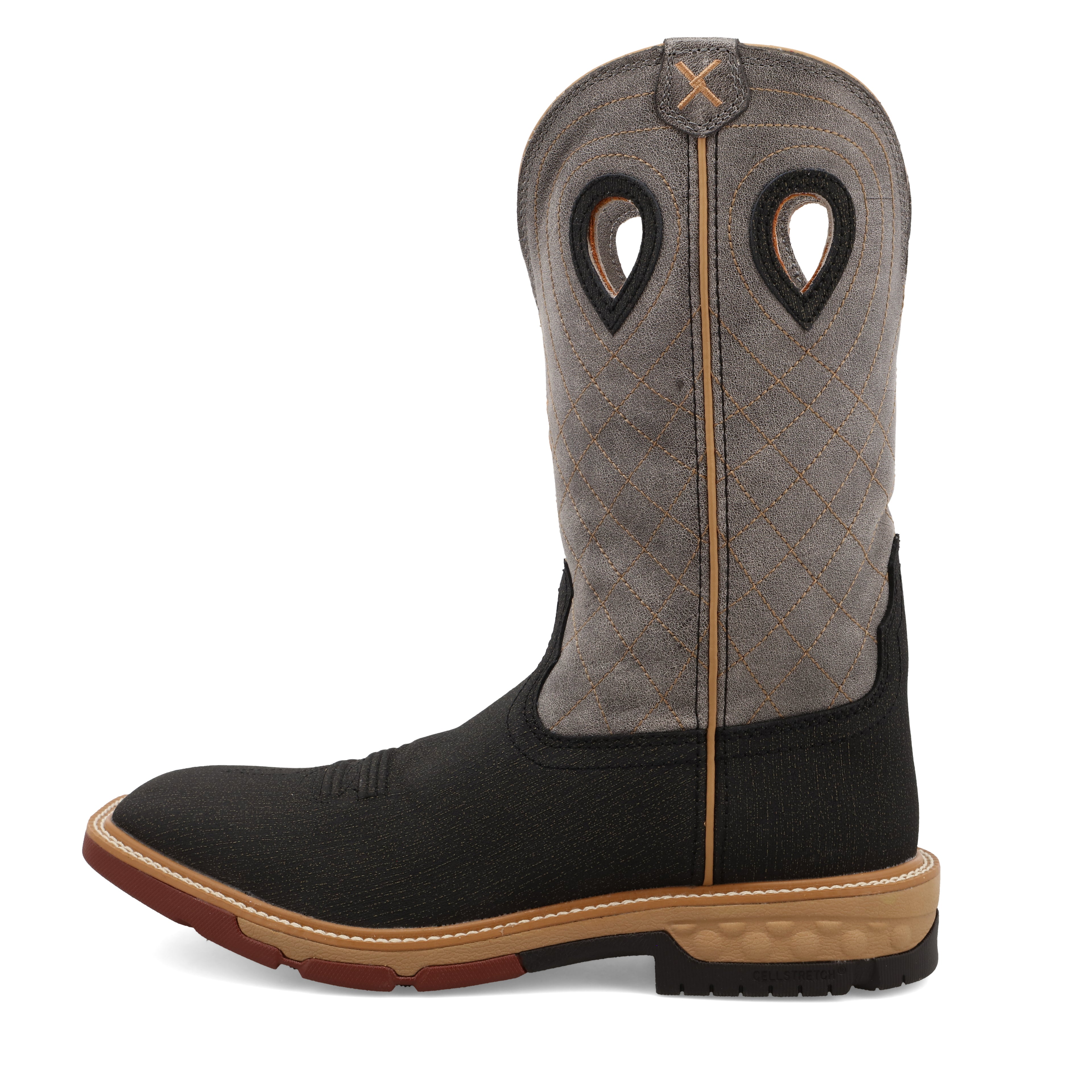 Twisted X MXB0002 Men's Charcoal Grey Western Work Boots - WS Toe, CellStretch, Slip-Resistant