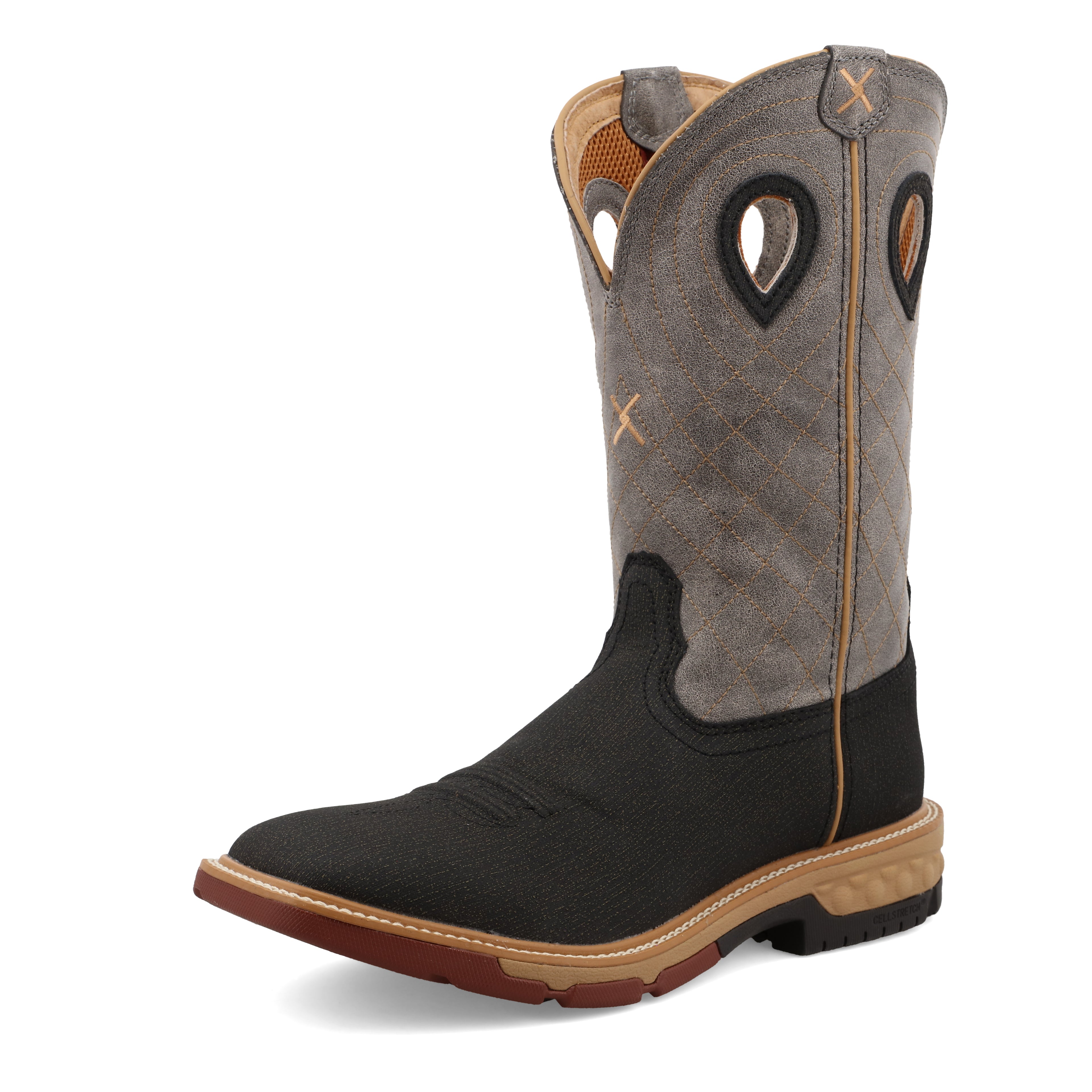 Twisted X MXB0002 Men's Charcoal Grey Western Work Boots - WS Toe, CellStretch, Slip-Resistant