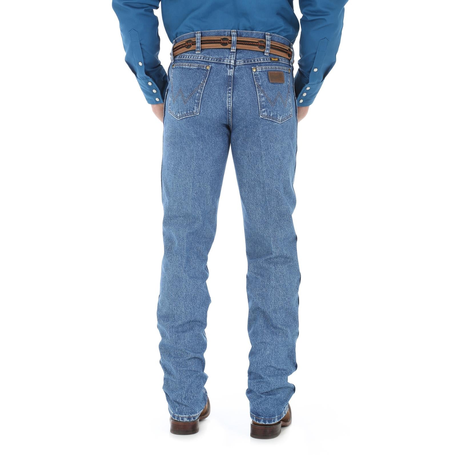 Wrangler 47MWZSW Men's Premium Performance Cowboy Cut Jeans, Stonewash, Cotton Heavyweight Denim