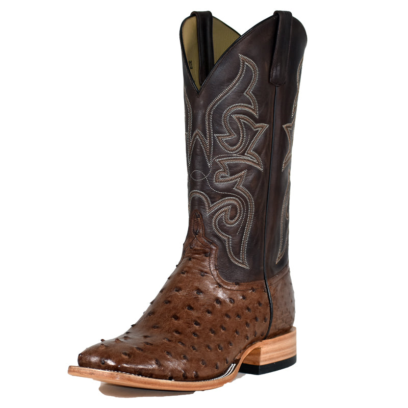 Top Hand HP8001 Men's Kango Tobacco Full Quill Ostrich Cowboy Boots  Chocolate Pull Up, DB Toe