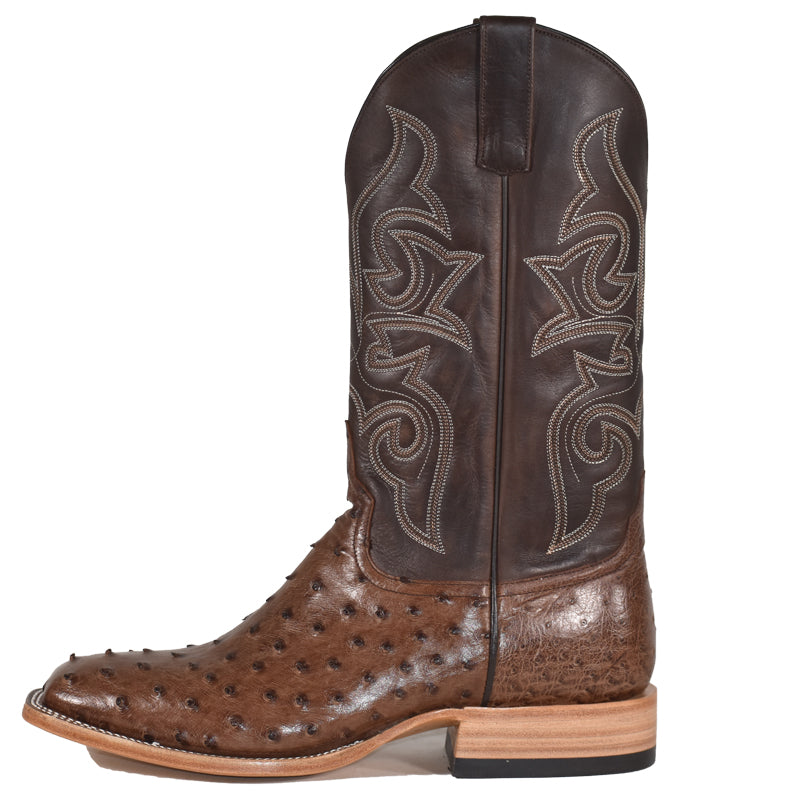 Top Hand HP8001 Men's Kango Tobacco Full Quill Ostrich Cowboy Boots  Chocolate Pull Up, DB Toe