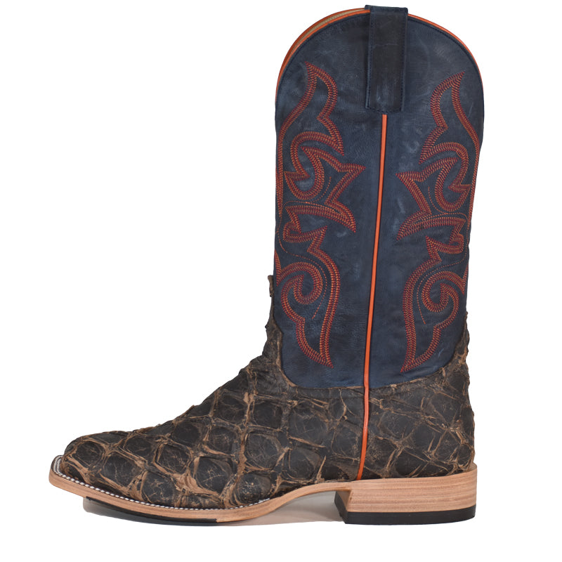 Top Hand HP8006 Men's Toasted Brown Big Bass Cowboy Boots  Blue Mad Dog Top, Square Toe, Hybrid