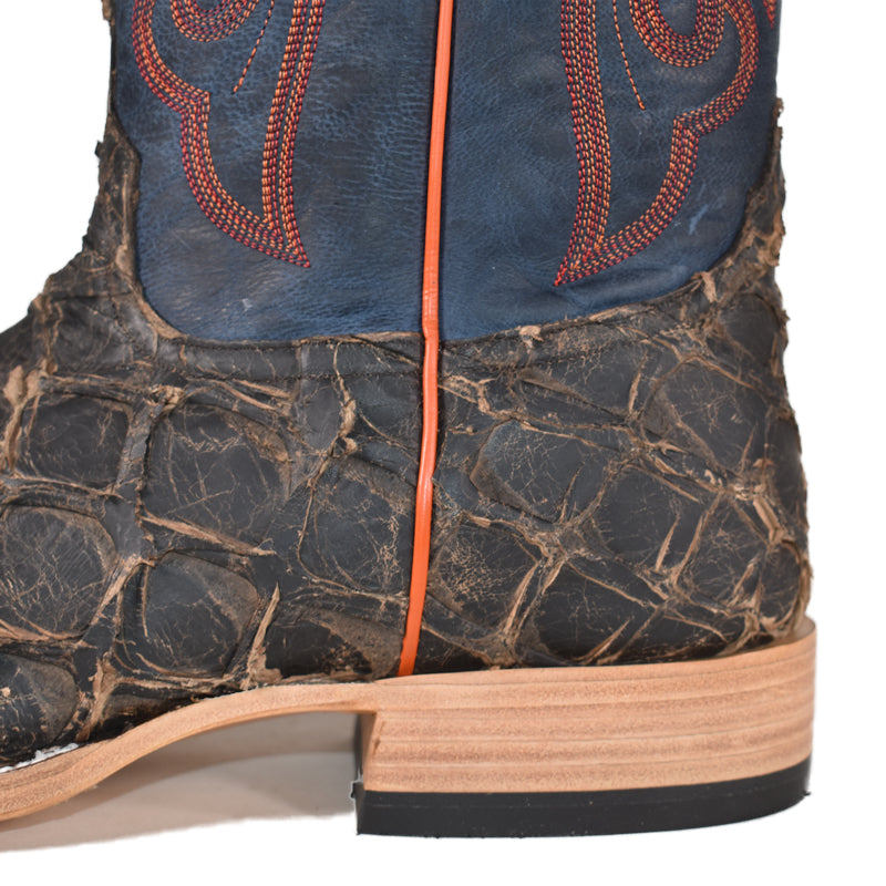 Top Hand HP8006 Men's Toasted Brown Big Bass Cowboy Boots  Blue Mad Dog Top, Square Toe, Hybrid