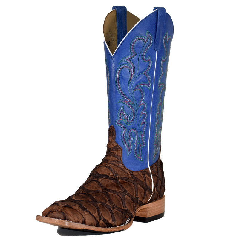Top Hand HP8007 Men's Cigar Matte Big Bass Cowboy Boots  Royal Blue Top, DB Toe, Hybrid