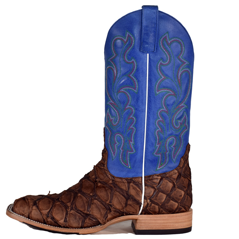 Top Hand HP8007 Men's Cigar Matte Big Bass Cowboy Boots  Royal Blue Top, DB Toe, Hybrid