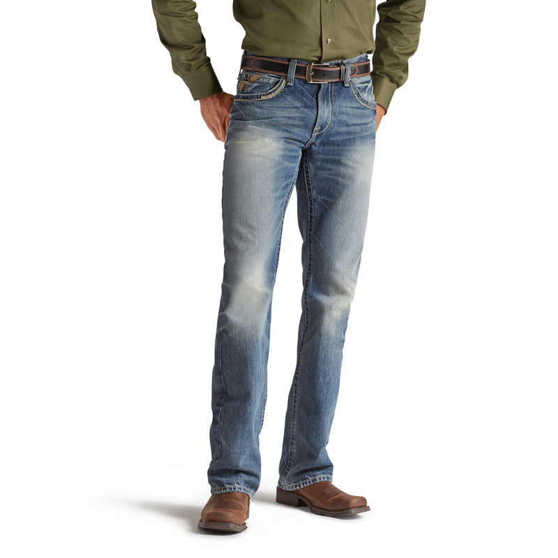 Ariat 10012703 Men's M5 Gambler Slim Fit Stackable Straight Leg Jeans - Medium Wash Denim