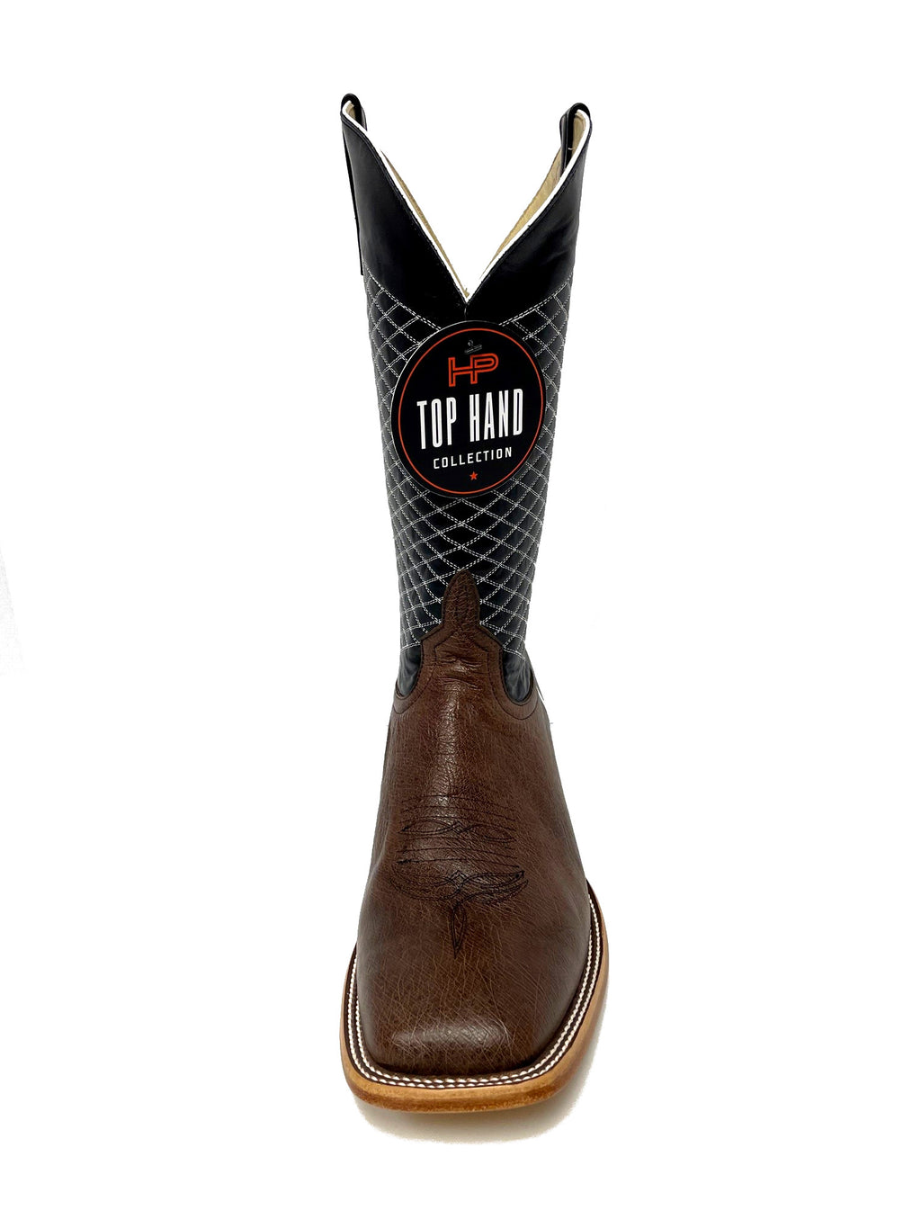 Top Hand HP8009 Men's Kango Tobac Smooth Ostrich Cowboy Boots  Black Shaft, DB Toe