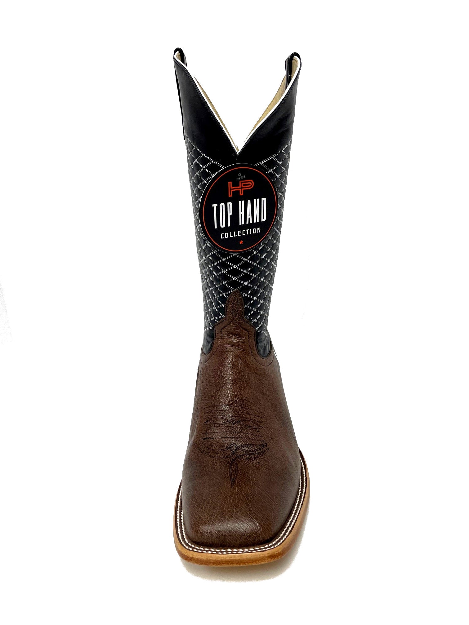 Top Hand HP8009 Men's Kango Tobac Smooth Ostrich Cowboy Boots  Black Shaft, DB Toe