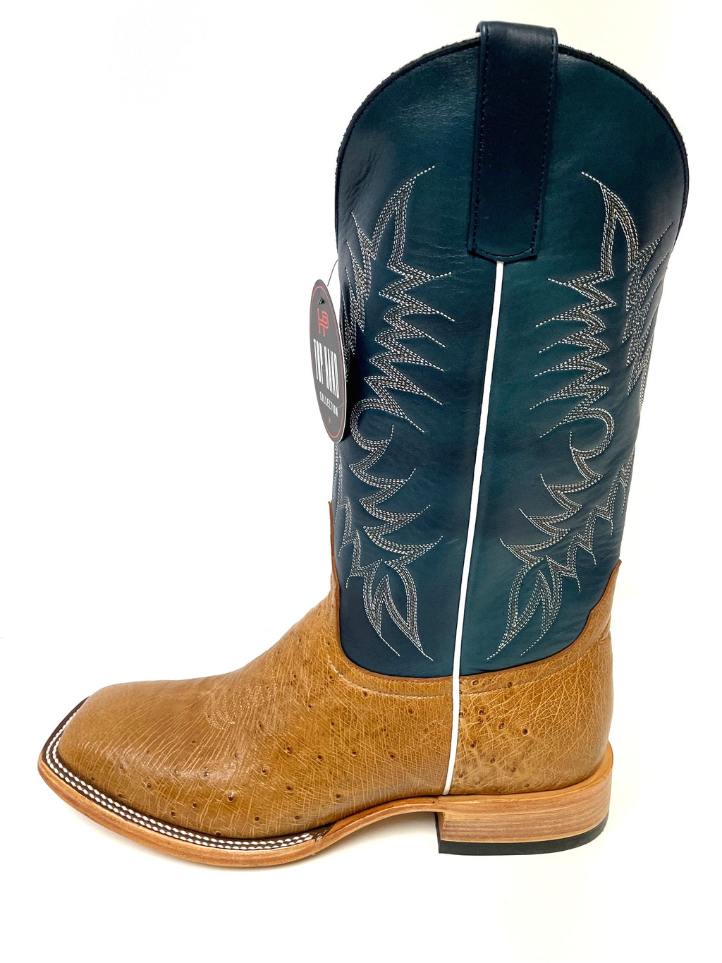 Top Hand HP8011 Men's Antique Saddle Smooth Ostrich Cowboy Boots  Blue Kombat Shaft, DB Toe