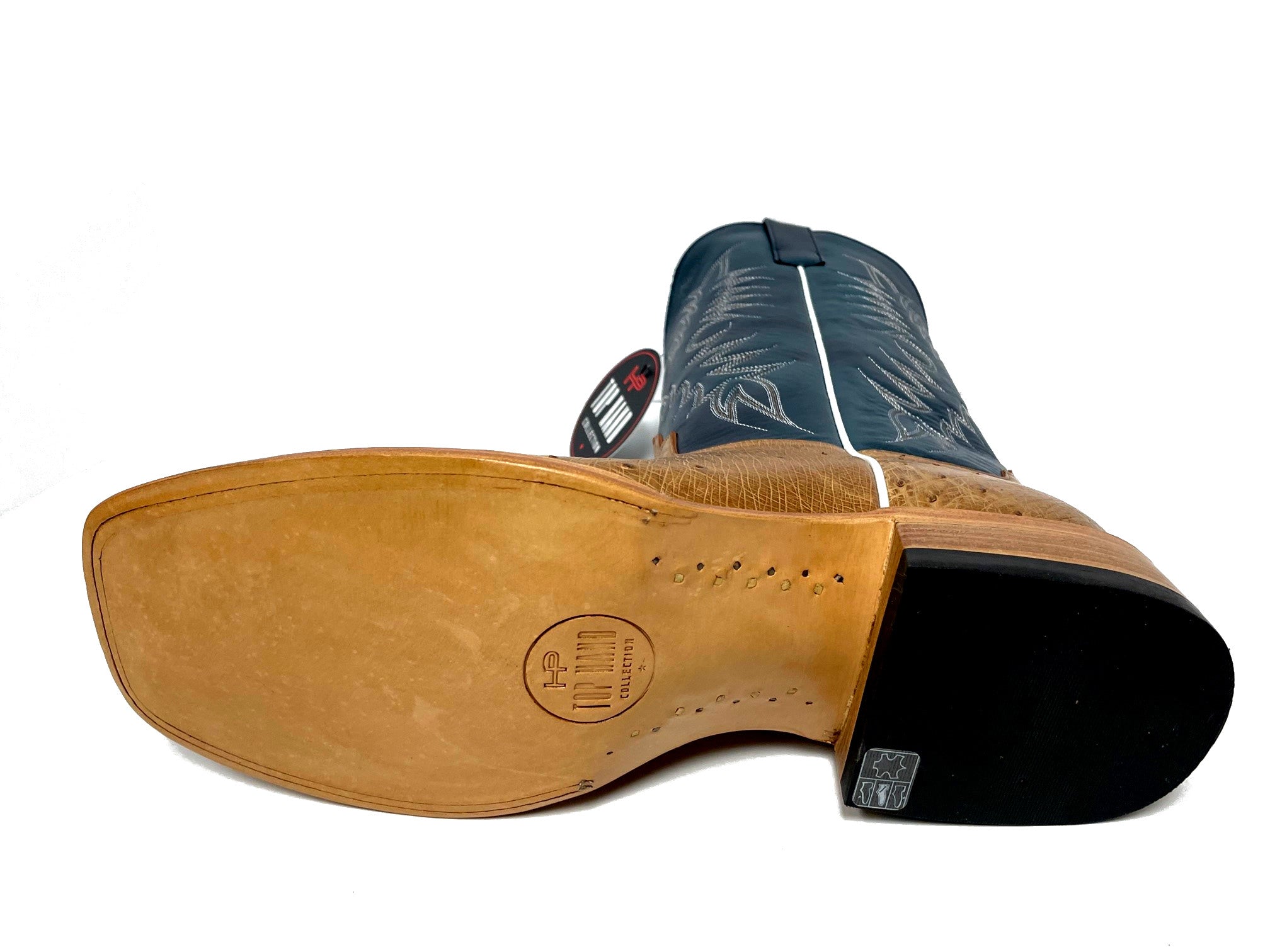 Top Hand HP8011 Men's Antique Saddle Smooth Ostrich Cowboy Boots  Blue Kombat Shaft, DB Toe