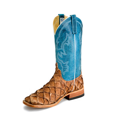 Anderson Bean S3017 Men's Cigar Matte Big Bass Western Boots, Blue Top, Wide Toe, Hybrid Sole