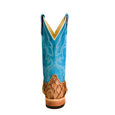 Anderson Bean S3017 Men's Cigar Matte Big Bass Western Boots, Blue Top, Wide Toe, Hybrid Sole