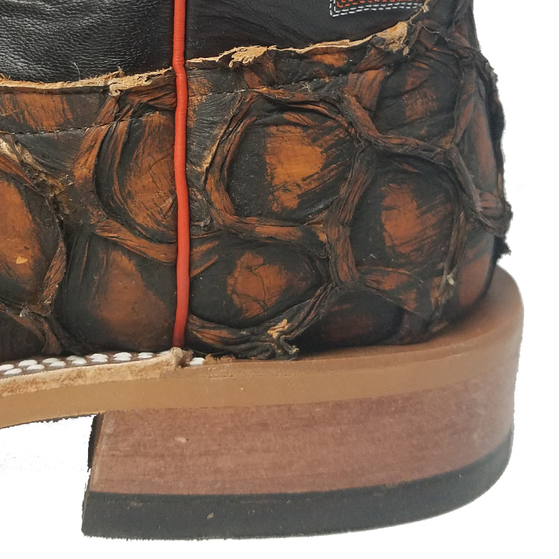 Anderson Bean S3018 Men's 13" Rusty Crush Big Bass Western Boots, Black Aniline Top, Rubber Sole