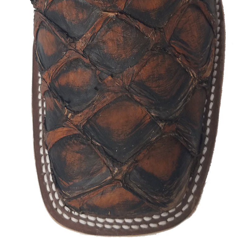 Anderson Bean S3018 Men's 13" Rusty Crush Big Bass Western Boots, Black Aniline Top, Rubber Sole