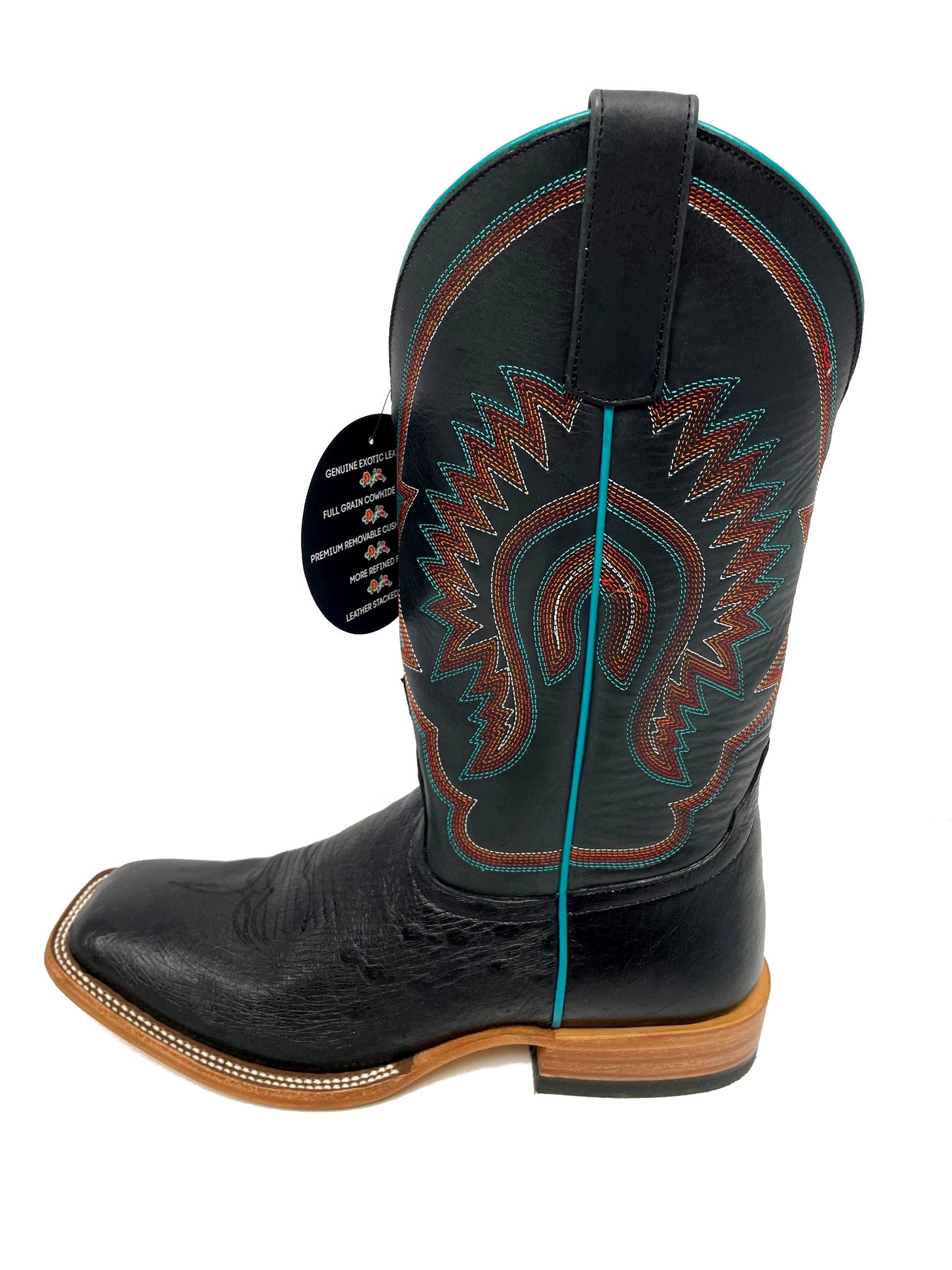Macie Bean M2010 Women's Black Smooth Ostrich Cowboy Boots - Black Shaft, DB Toe