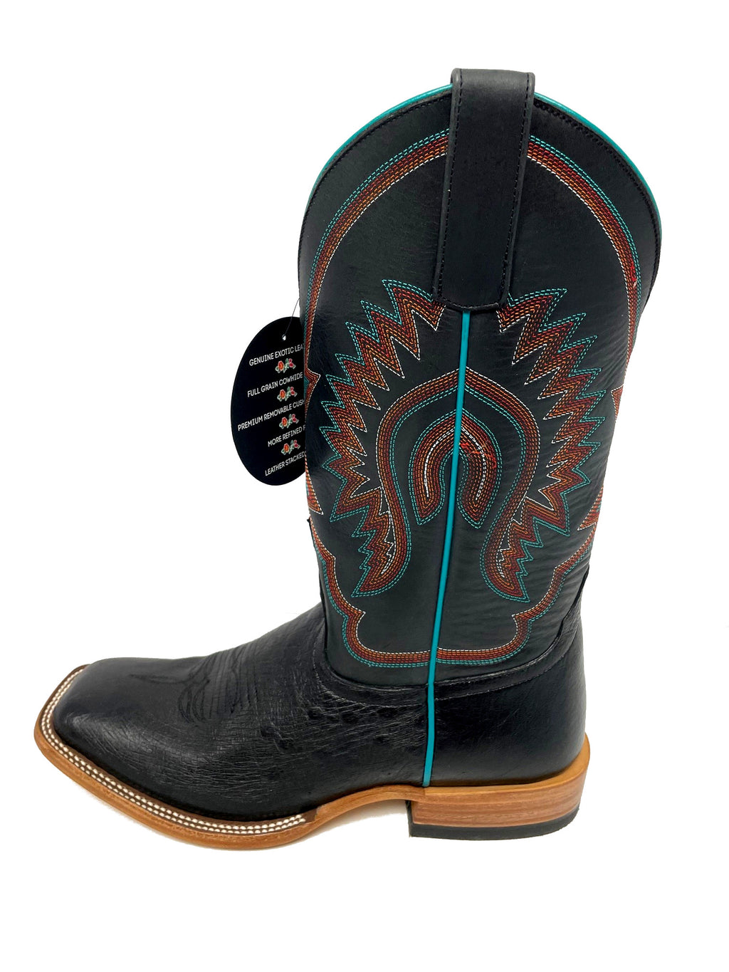 Macie Bean M2010 Women's Black Smooth Ostrich Cowboy Boots - Black Shaft, DB Toe