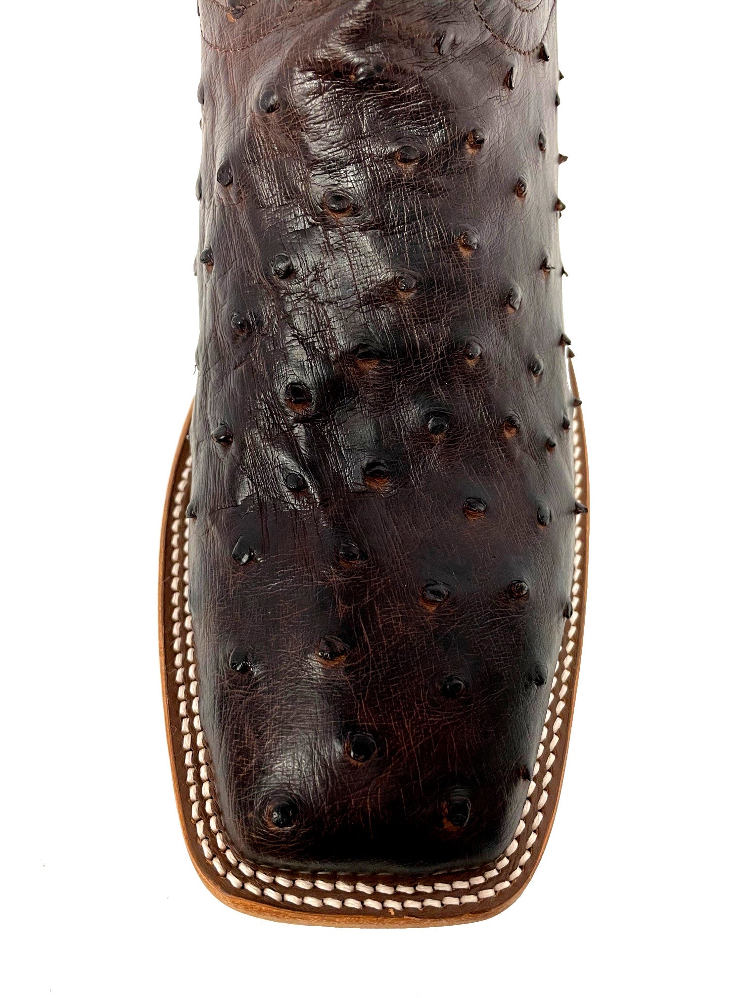 Top Hand HP8028 Men's Nicotine Full Quill Ostrich Cowboy Boots  Pimento Calf Top, DB Toe, Leather
