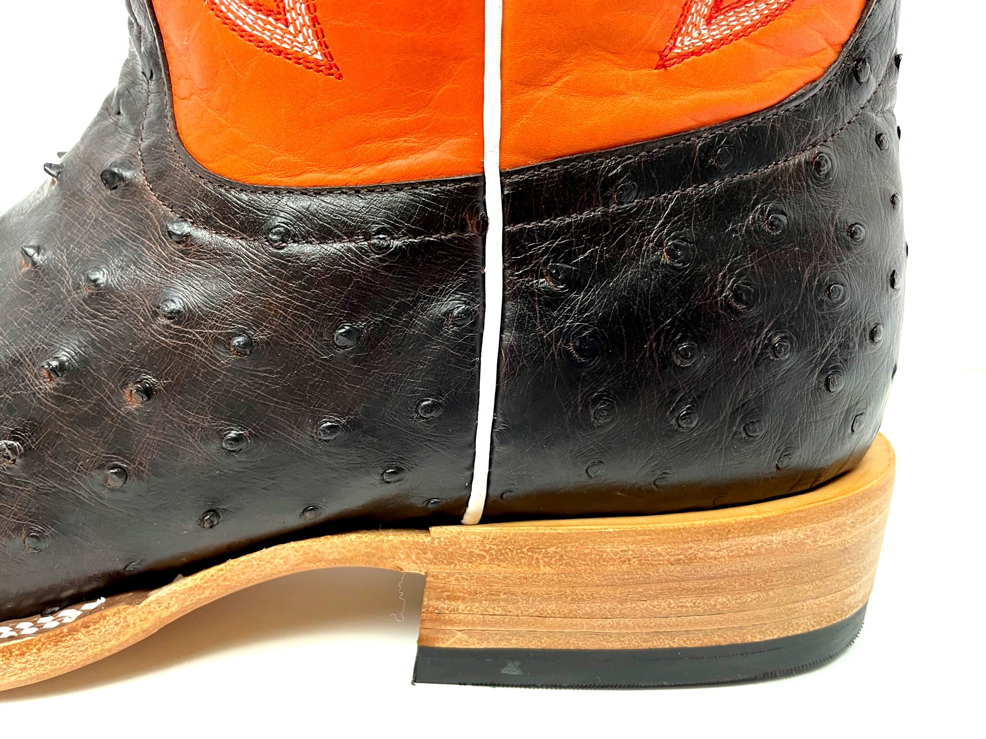 Top Hand HP8028 Men's Nicotine Full Quill Ostrich Cowboy Boots  Pimento Calf Top, DB Toe, Leather