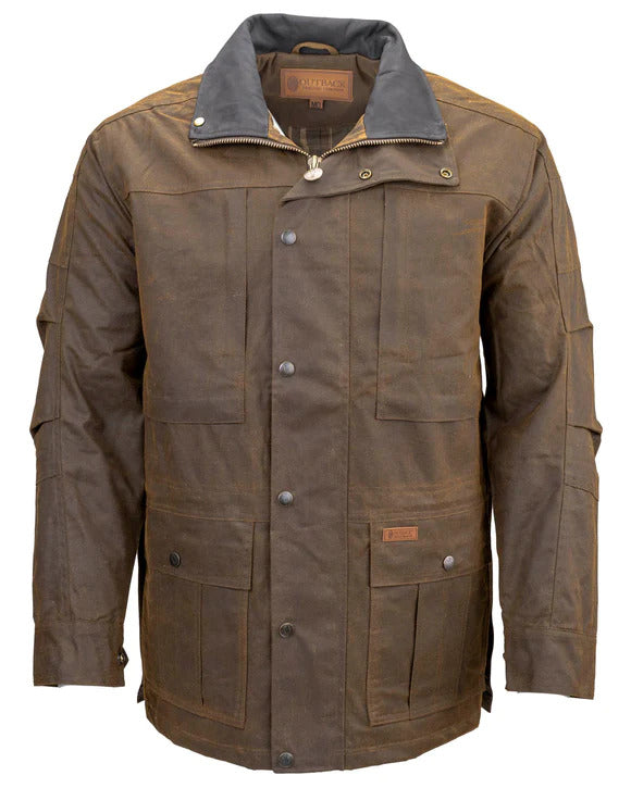 Outback Trading Co. 2180 Men's Brown Deer Hunter Jacket  Oilskin, Waterproof, Hunting Outerwear