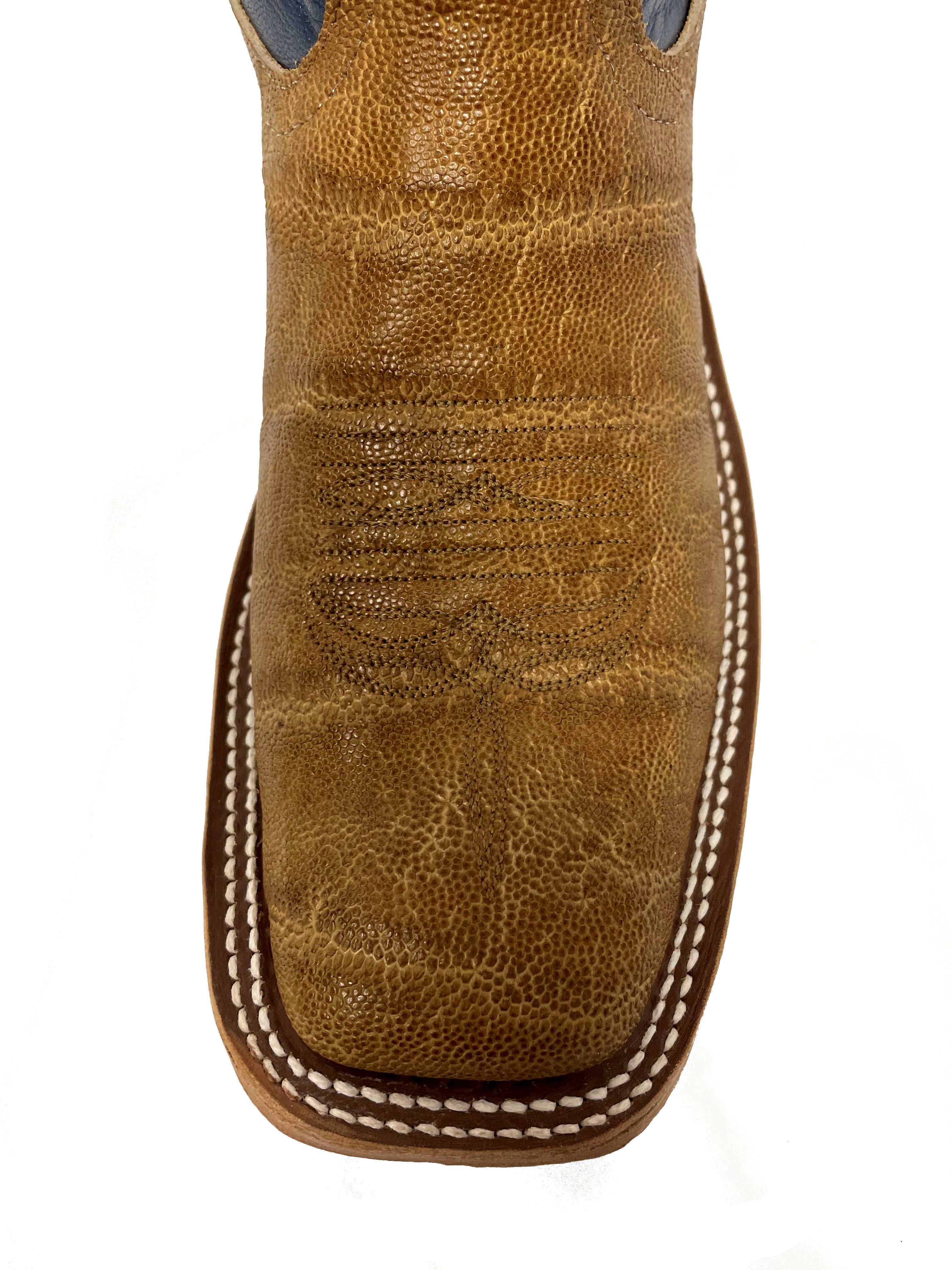 Anderson Bean 329745 Women's Western Boots, Tree Bark Oiled Elephant, Blue Kidskin, DB Toe, AB Heel