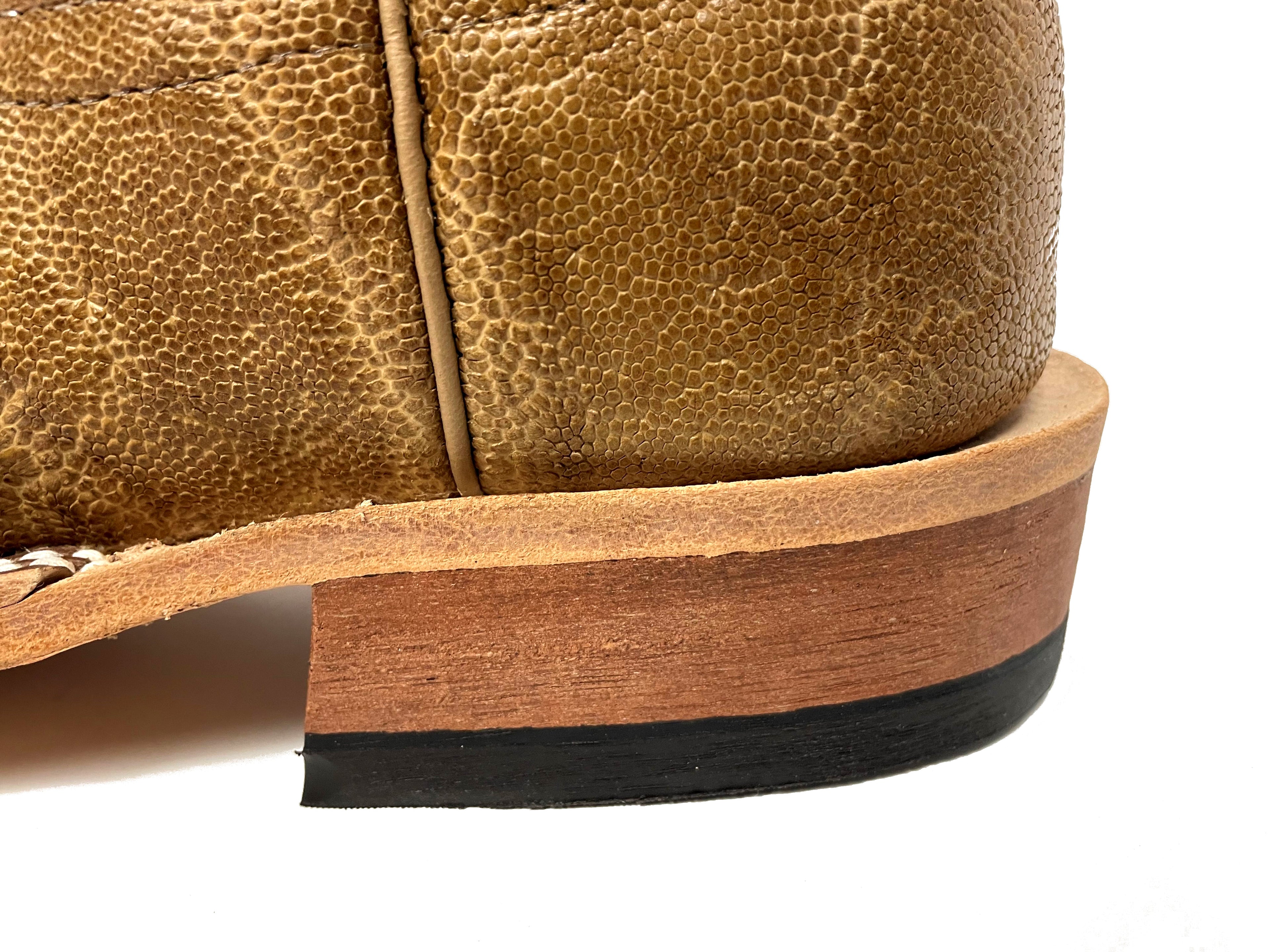 Anderson Bean 329745 Women's Western Boots, Tree Bark Oiled Elephant, Blue Kidskin, DB Toe, AB Heel