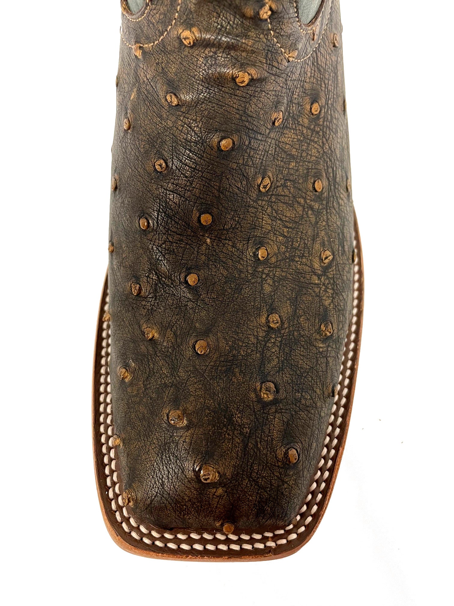 Macie Bean M2031 Women's Antique Full Quill Ostrich Cowboy Boots - Emerald Top, Square Toe