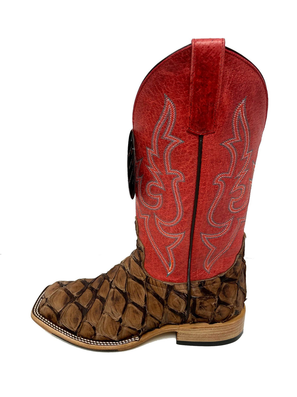 Macie Bean M2007 Women's Matte Cigar Big Bass Cowboy Boots - Red Sinsation Shaft, Arapaima Leather