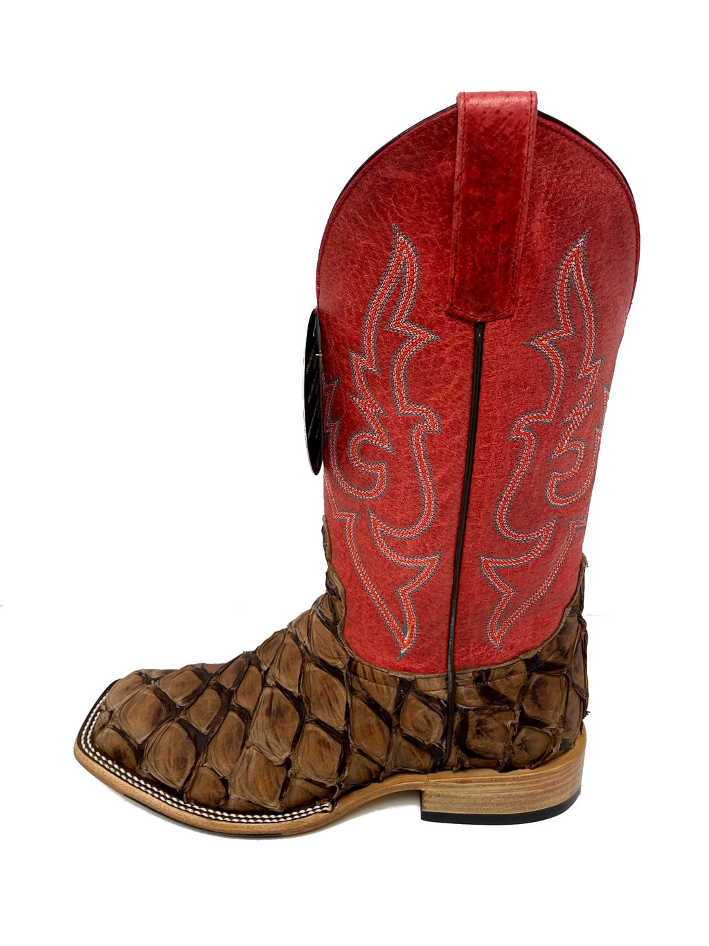 Macie Bean M2007 Women's Matte Cigar Big Bass Cowboy Boots - Red Sinsation Shaft, Arapaima Leather