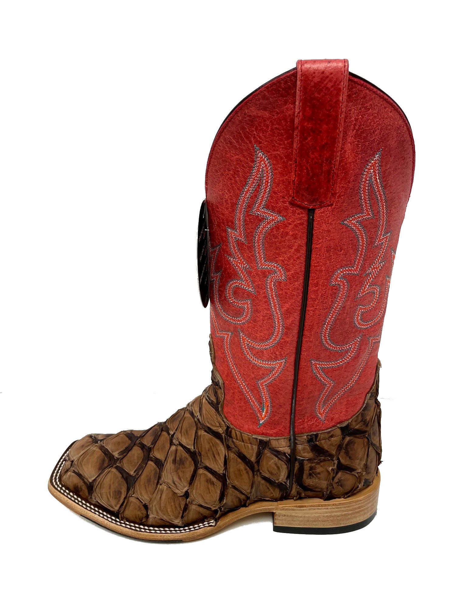 Macie Bean M2007 Women's Matte Cigar Big Bass Cowboy Boots - Red Sinsation Shaft, Arapaima Leather