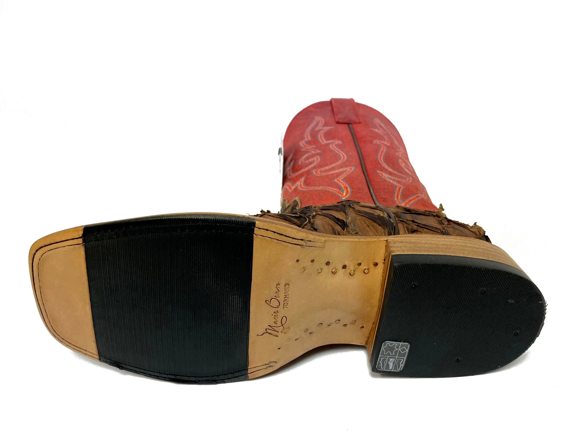 Macie Bean M2007 Women's Matte Cigar Big Bass Cowboy Boots - Red Sinsation Shaft, Arapaima Leather