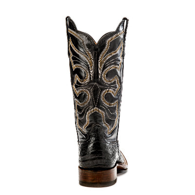 Rios of Mercedes R9019 Men's Black Caiman Belly & Black Calf Cowboy Boots - Wide Square Toe