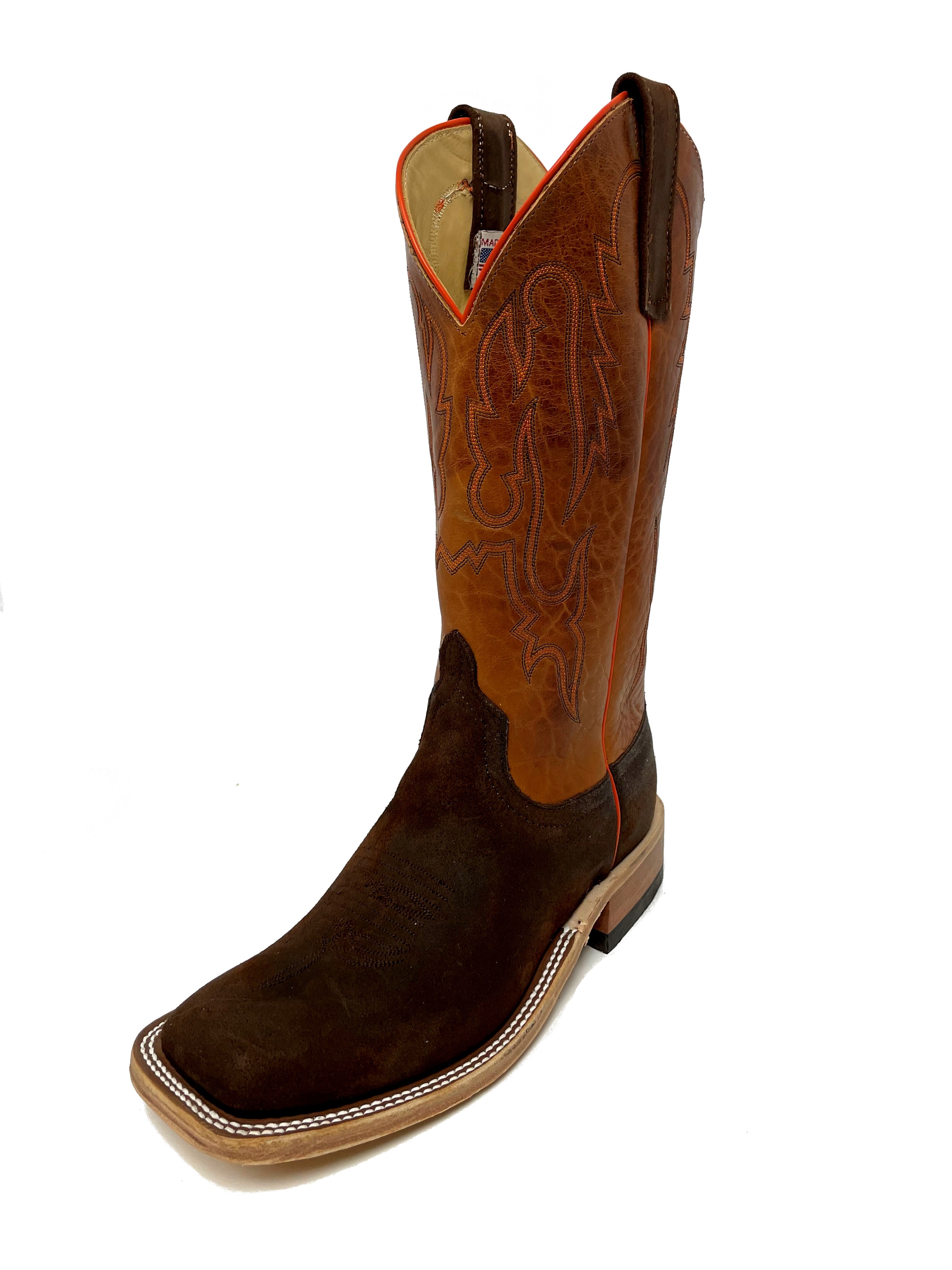 Anderson Bean 329651 Men's Raiz Waxy Kudu Cowboy Boots  13" Tan Navajo Bison Top, DB Toe, AB Heel