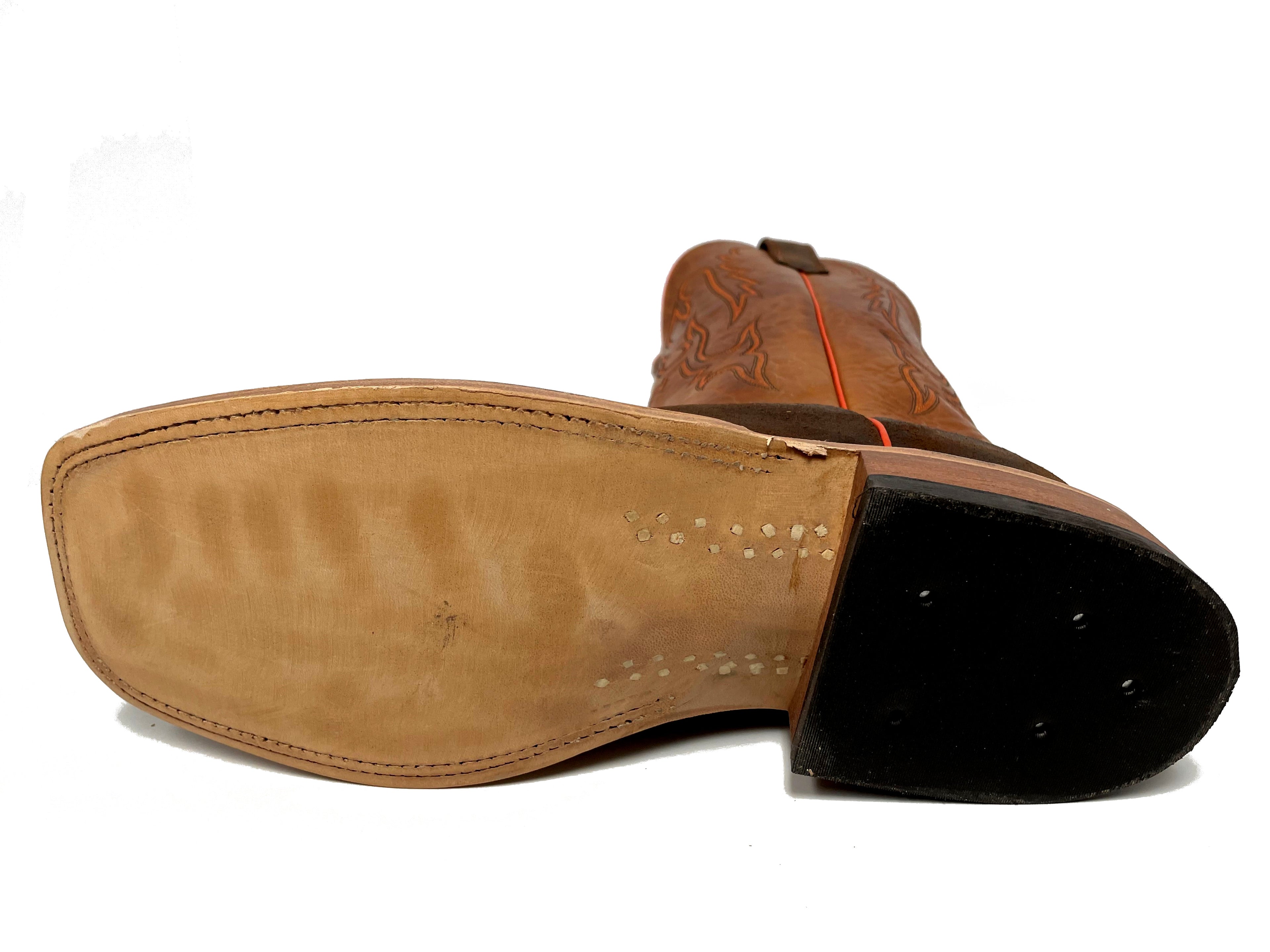 Anderson Bean 329651 Men's Raiz Waxy Kudu Cowboy Boots  13" Tan Navajo Bison Top, DB Toe, AB Heel