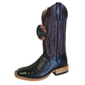 Macie Bean M2002 Womens Black Caiman Belly Cowboy Boots  Wine Pull Up Shaft, DB Toe, Leather Sole