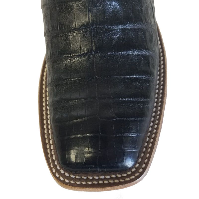 Macie Bean M2002 Womens Black Caiman Belly Cowboy Boots  Wine Pull Up Shaft, DB Toe, Leather Sole