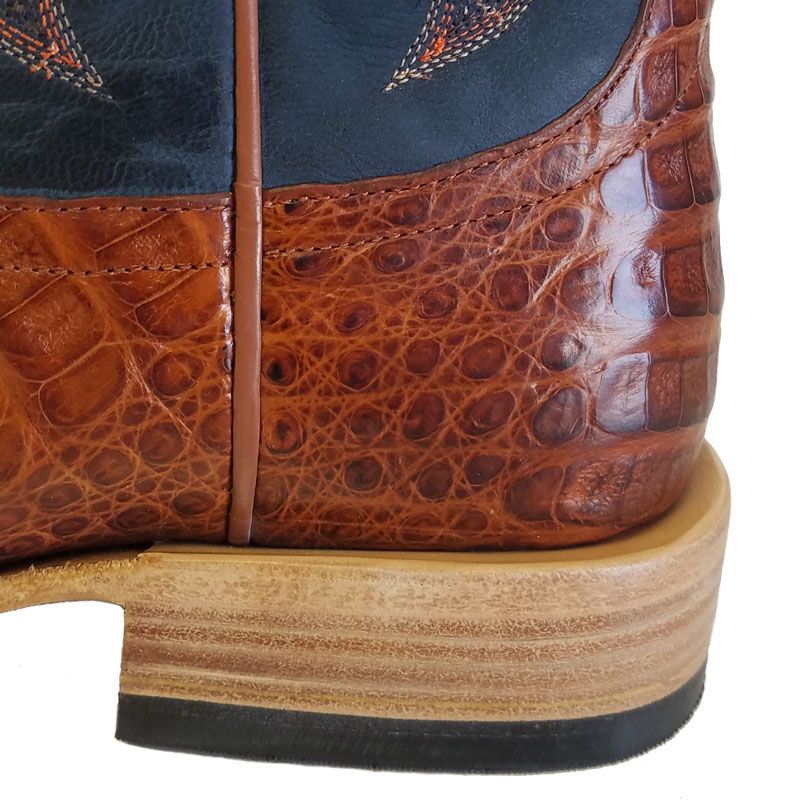 Macie Bean M2003 Womens Brandy Caiman Belly Cowboy Boots  Blue Goat Top, DB Toe, Leather Sole