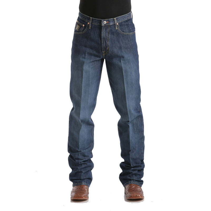 Cinch MB90633002 Men's Black Label Loose Fit Jeans  Dark StoneWash, Original Rise, Tapered Leg