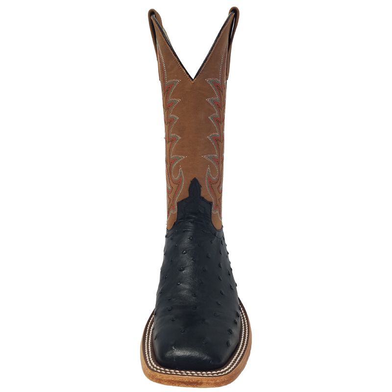 Macie Bean M2004 Womens Black Full Quill Ostrich Cowboy Boots  Honey Crazy Horse Top, DB Toe