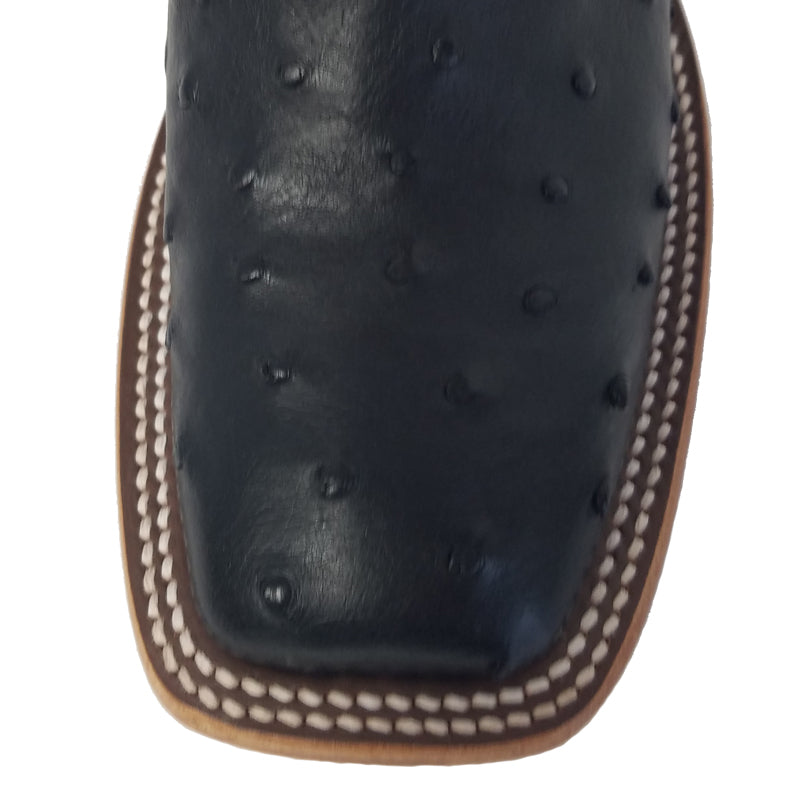 Macie Bean M2004 Womens Black Full Quill Ostrich Cowboy Boots  Honey Crazy Horse Top, DB Toe