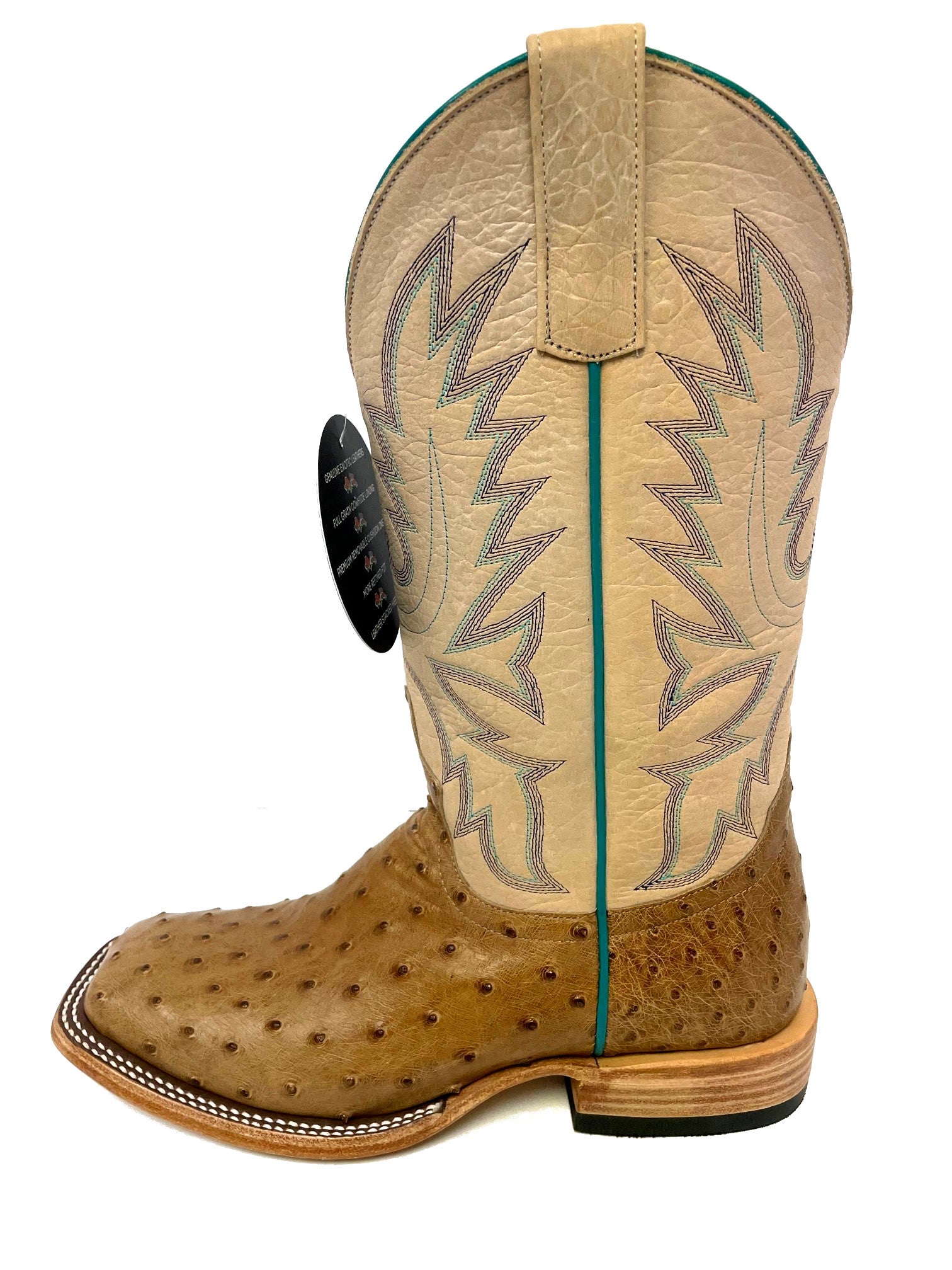 Macie Bean M2005 Women's Antique Saddle Full Quill Ostrich Cowboy Boots - Square Toe, Leather